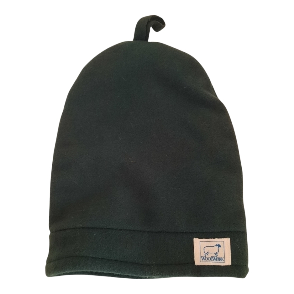 Vintage WoolWork Kitchen Wooly 100% wool dark hunter green fleece lined hat